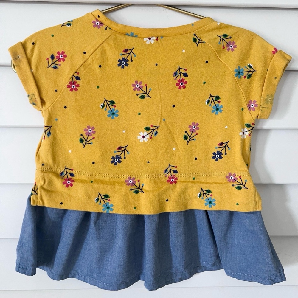 GAP Yellow Floral Kids Tee with Blue Hem